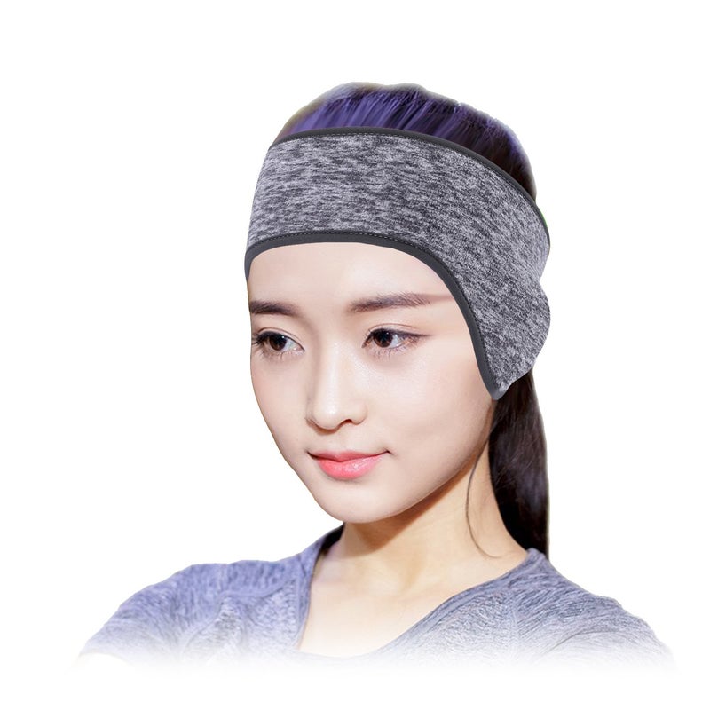 Obacle رباط رأس أوباكل لتدفئة الأذن للركض، رباط رأس من الفليس غير قابل للانزلاق للفتيات والنساء والرجال (رمادي، أزرق داكن، عبوة 2) - Image 4